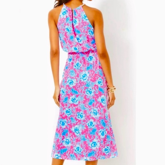 NWT Lilly Pulitzer Gracelyn Halter Midi Dress with Gold Chain Halter Neck - Picture 2 of 9